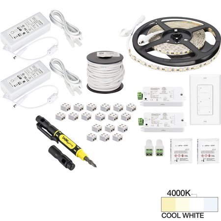 TASK LIGHTING 16 Ft. 225 Lumens/Ft. 12 V, V, Duo Wireless Controller, 2 Zone 2 Area, Sgl-White, Cool White 4000K L-VK2Z2A-16-40